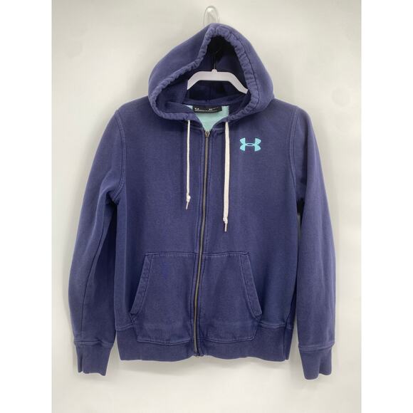 Under Armour Blue Favorite Fleece Full Zip Hooded Sweatshirt Hoodie Women's S - Picture 1 of 8